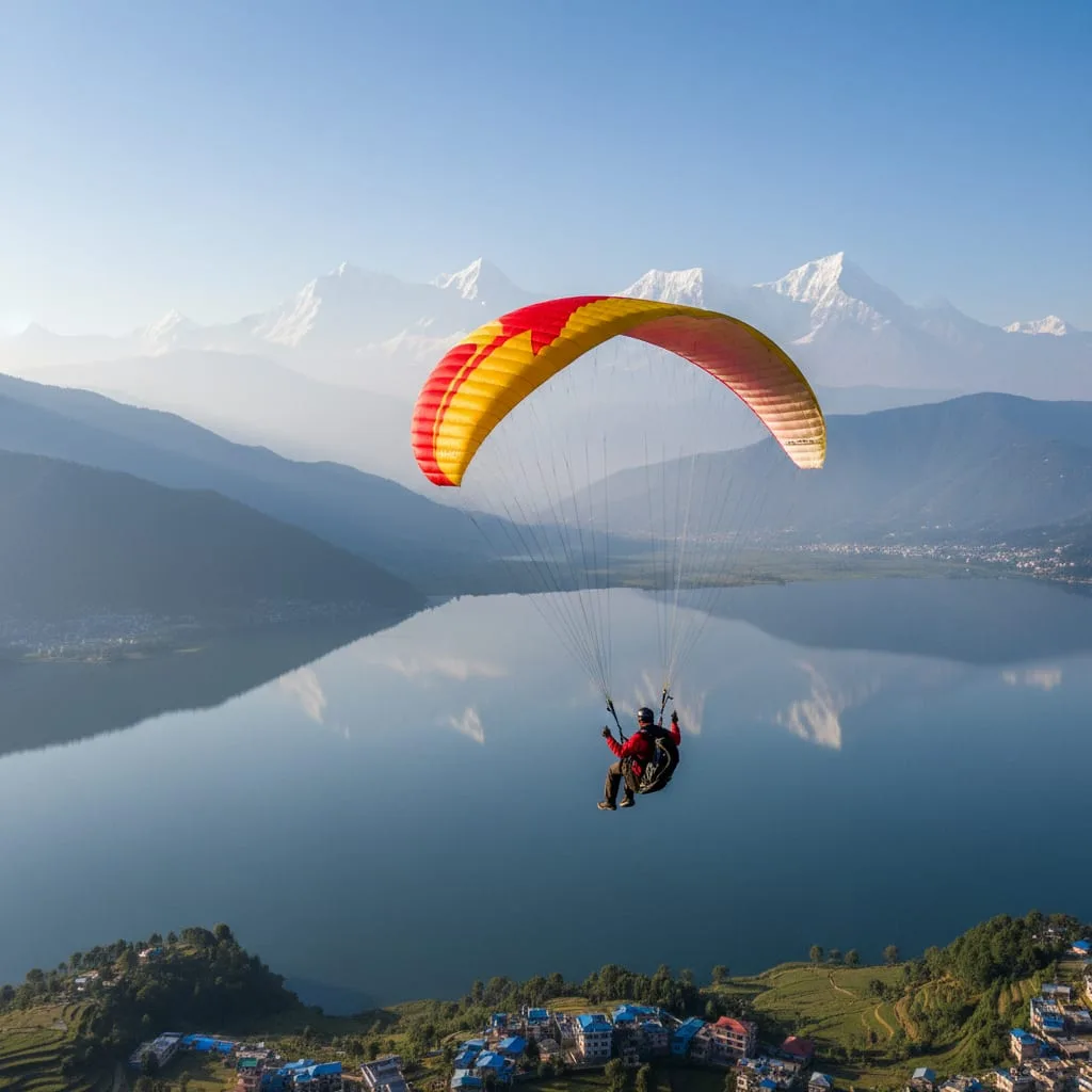 paragliding Pokhara Nepal adventure travel Annapurna