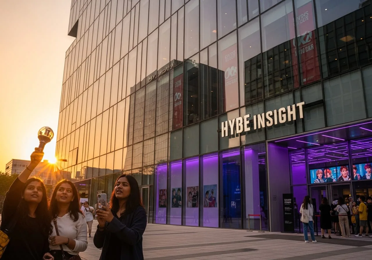 HYBE building Seoul K-pop travel South Korea from India