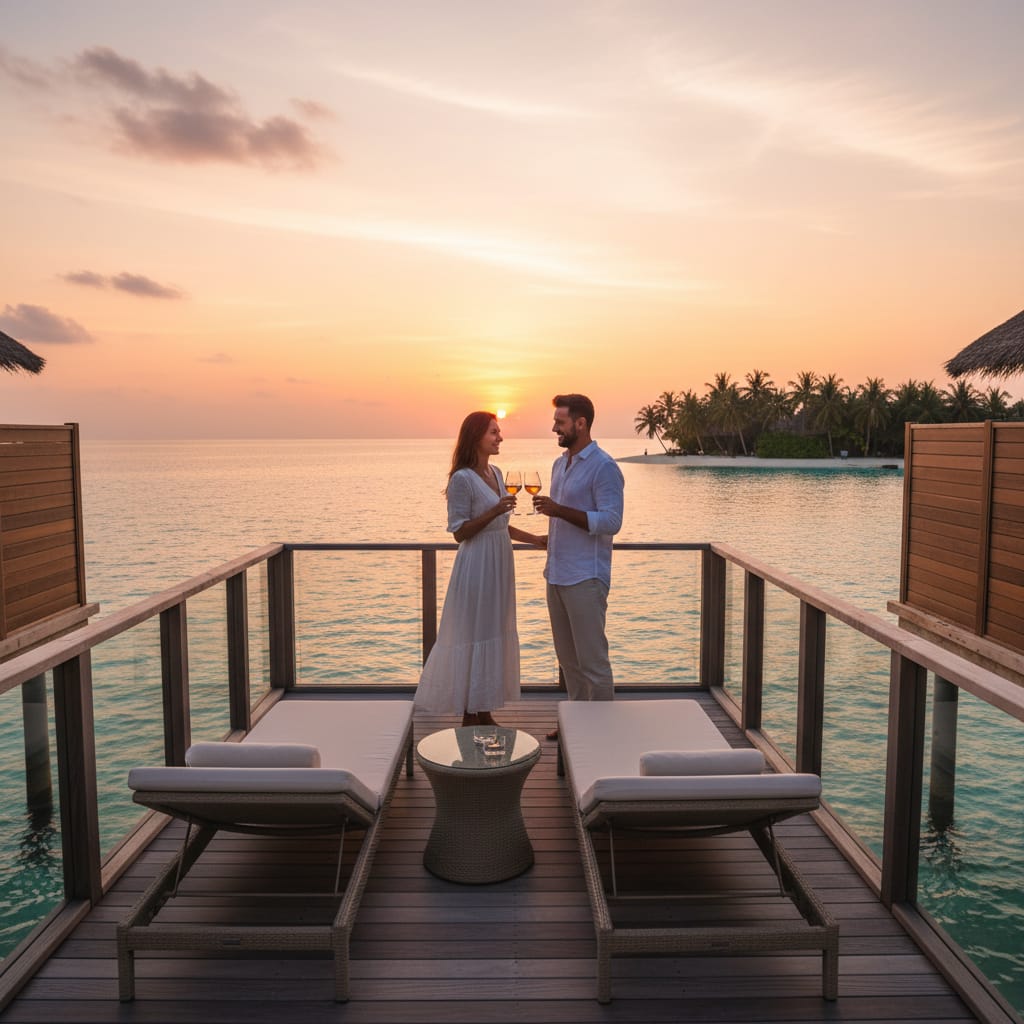 romantic milestone anniversary trip overwater villa couple