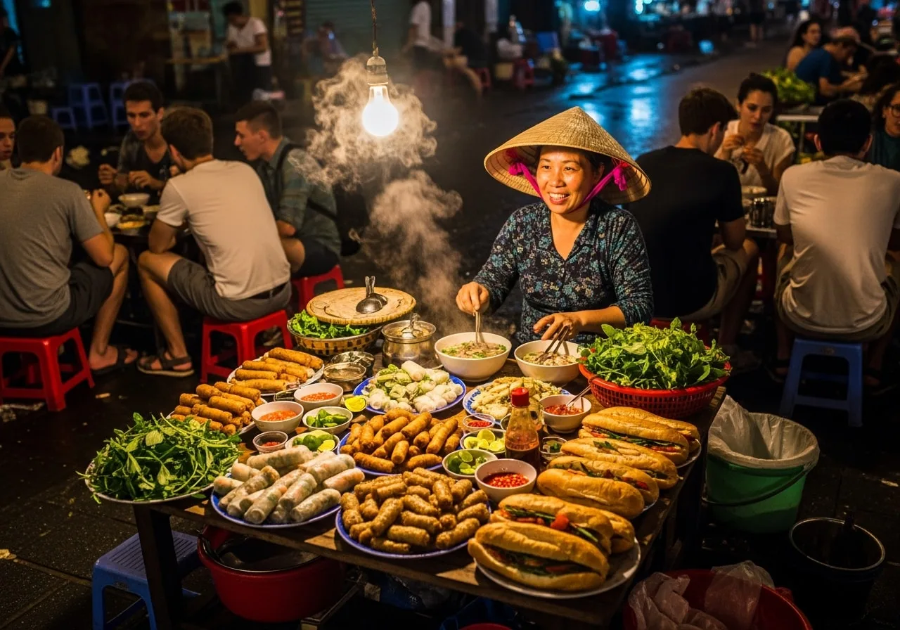 Vietnam street food stall budget travel asia