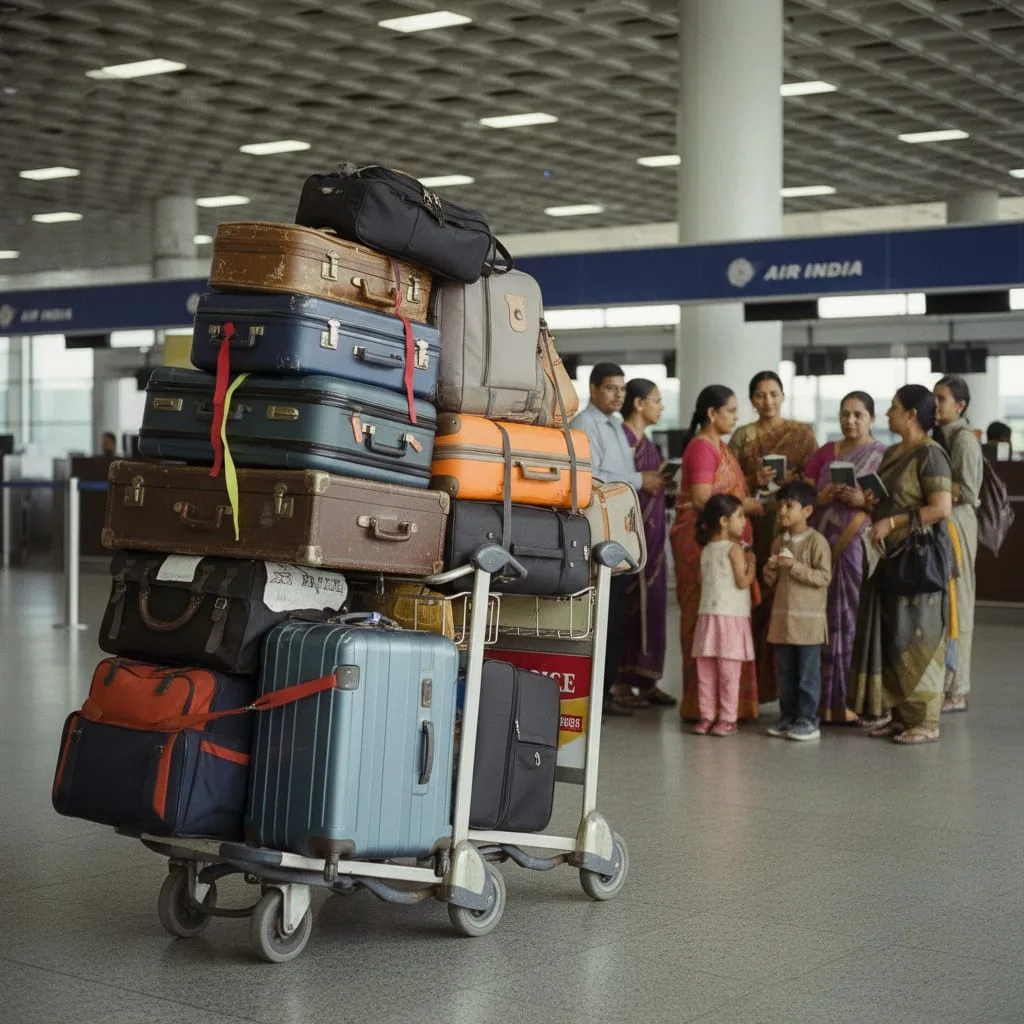 Luggage at airport for large Indian families abroad travel
