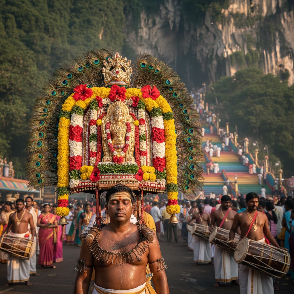 Thaipusam kavadi procession at Batu Caves Malaysia