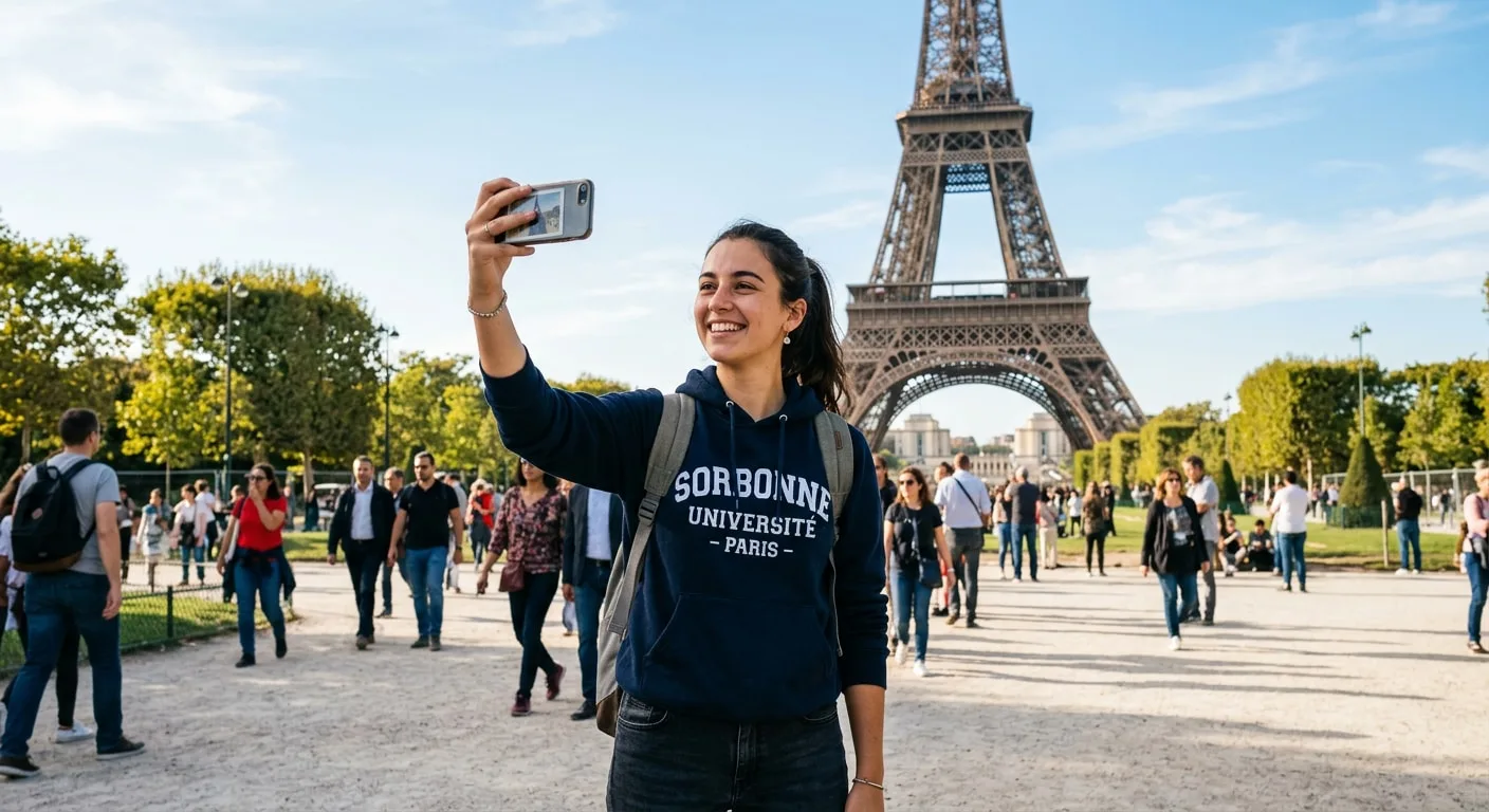 Indian students Europe budget travel at European landmark