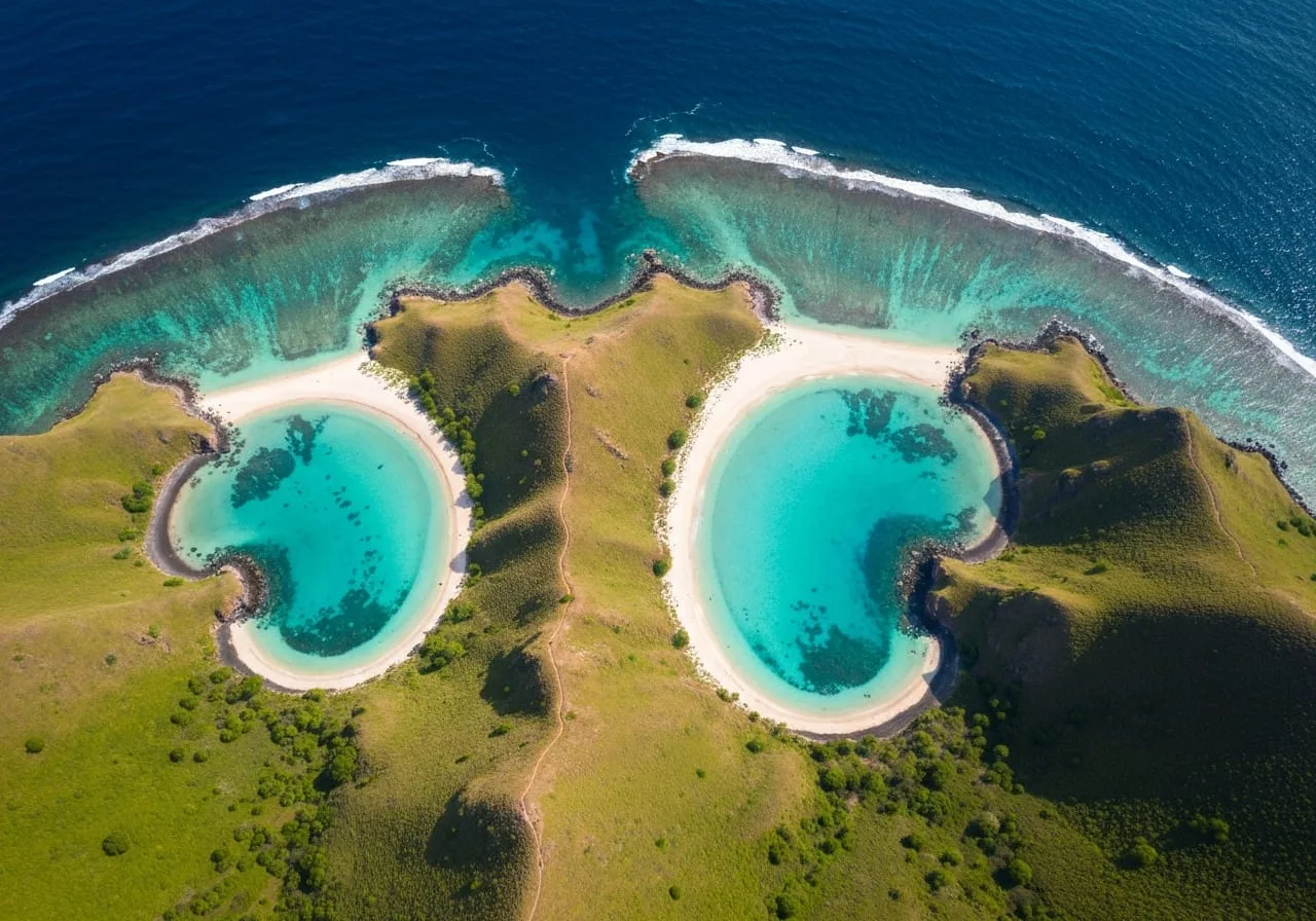 Padar Island aerial view Komodo National Park indonesia beyond bali