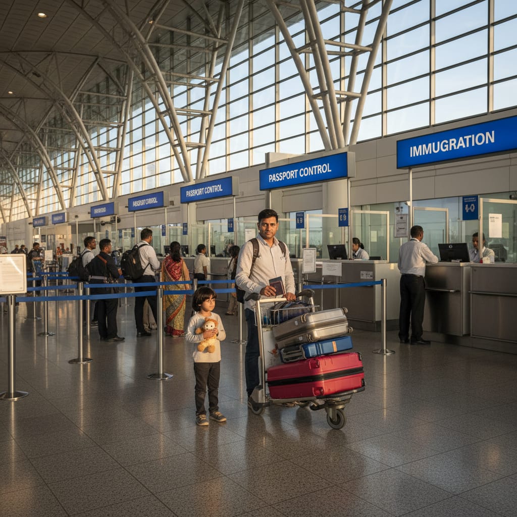 first time flying abroad airport immigration queue