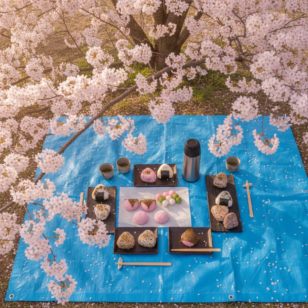 hanami picnic food sakura season Japan