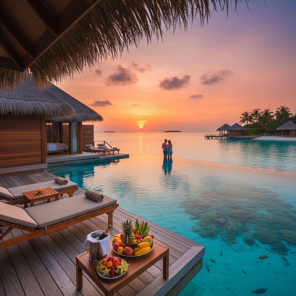 luxury overwater villa maldives resort with infinity pool
