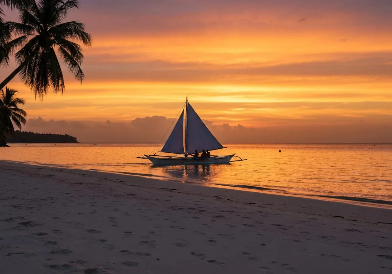 Boracay sunset paraw sailing philippines honeymoon from india cost