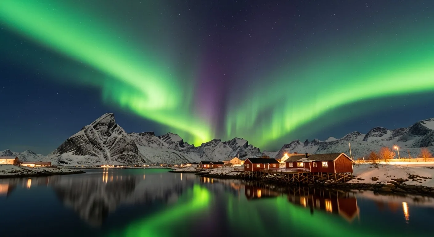 Northern Lights over Lofoten Islands Norway