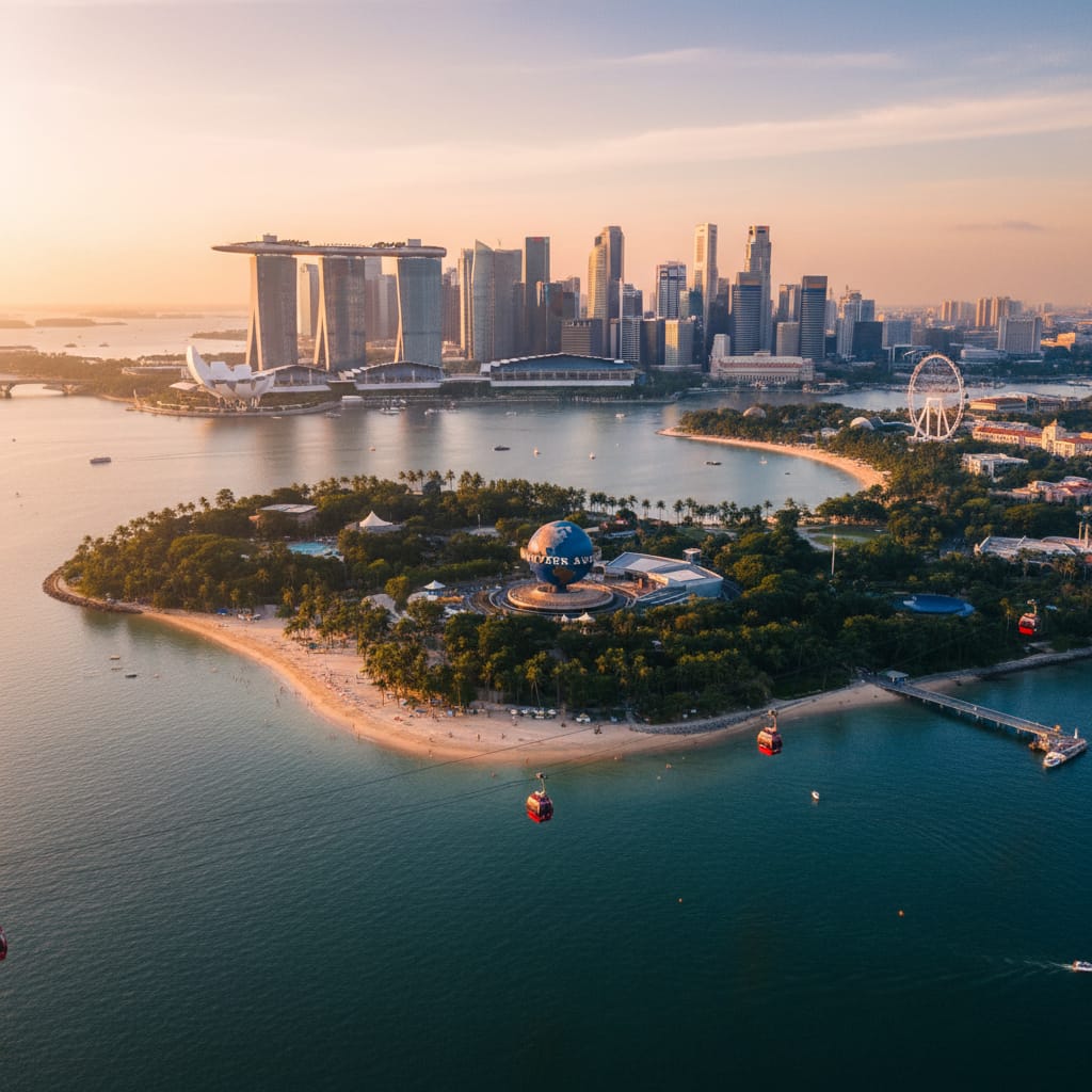 sentosa island guide aerial view with cable car