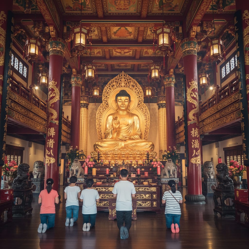 chinatown singapore food stalls hawker centre evening atmosphere