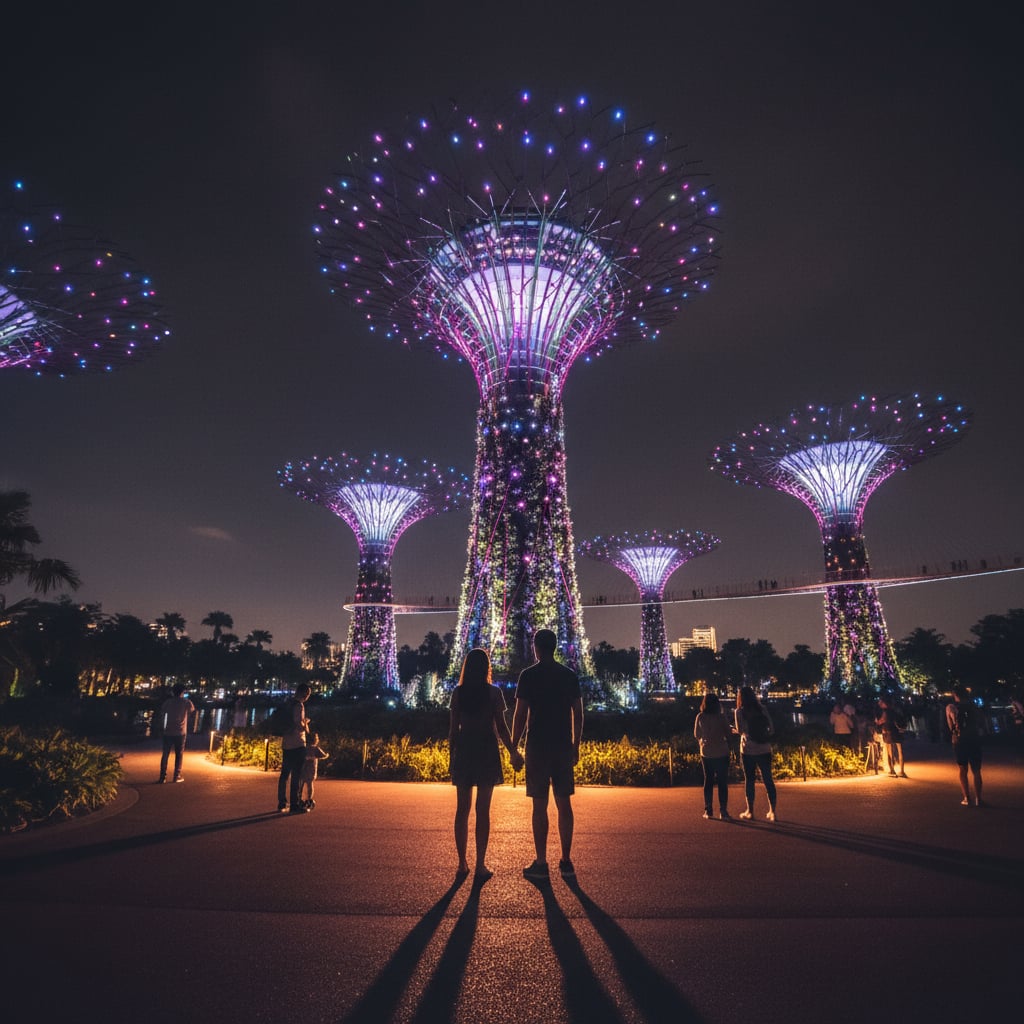 singapore honeymoon package from india at Gardens by the Bay night view