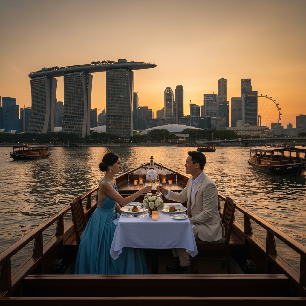 romantic sunset cruise dinner singapore marina bay