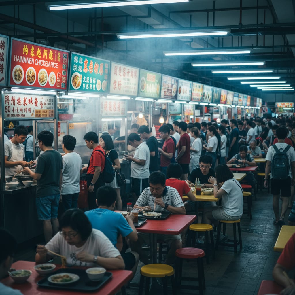singapore trip cost from india at hawker center food court