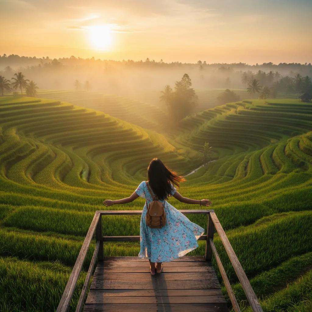 Bali rice terraces sunrise solo female travel India destination