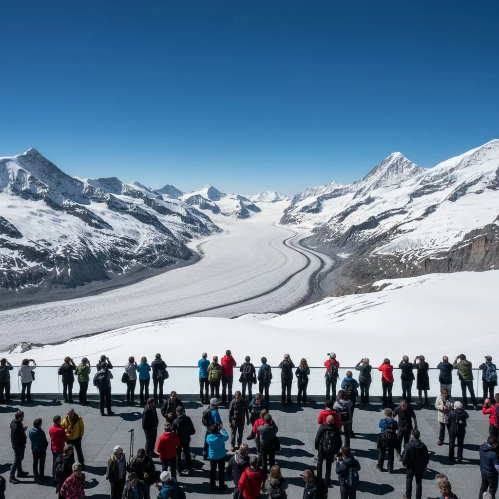 jungfraujoch top of europe observation deck snow covered alps
