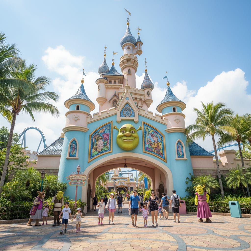 Far Far Away themed zone at Universal Studios Singapore with castle