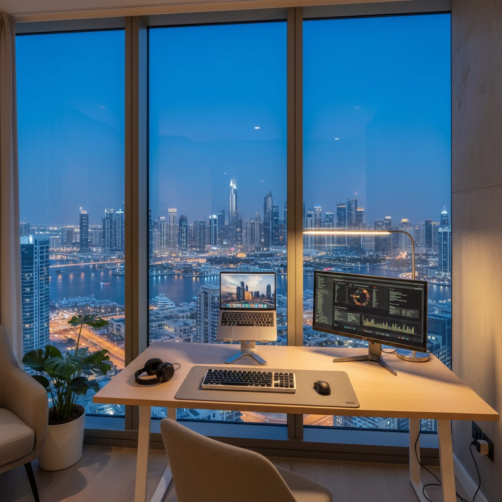 remote work setup Dubai workation abroad from india