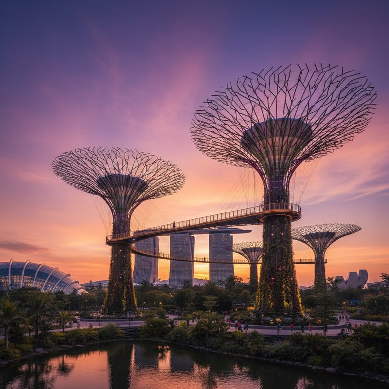 Gardens by the Bay, MBS SkyPark & Marina Bay Evening